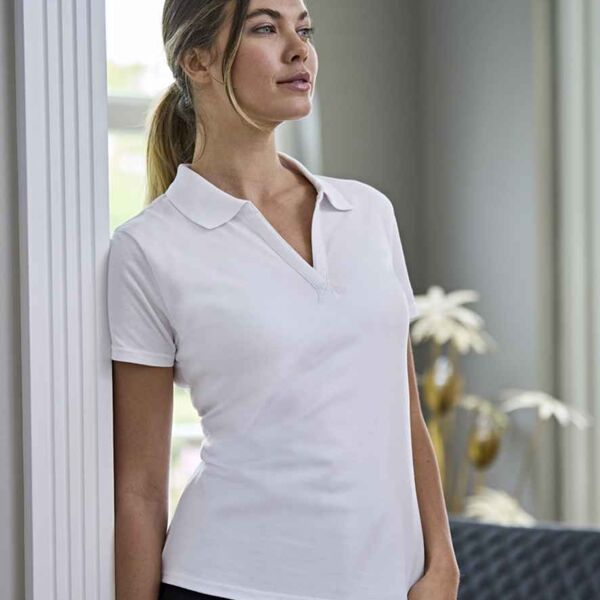 Tee Jays Ladies Luxury Stretch V Neck Polo Shirt Thumbnail